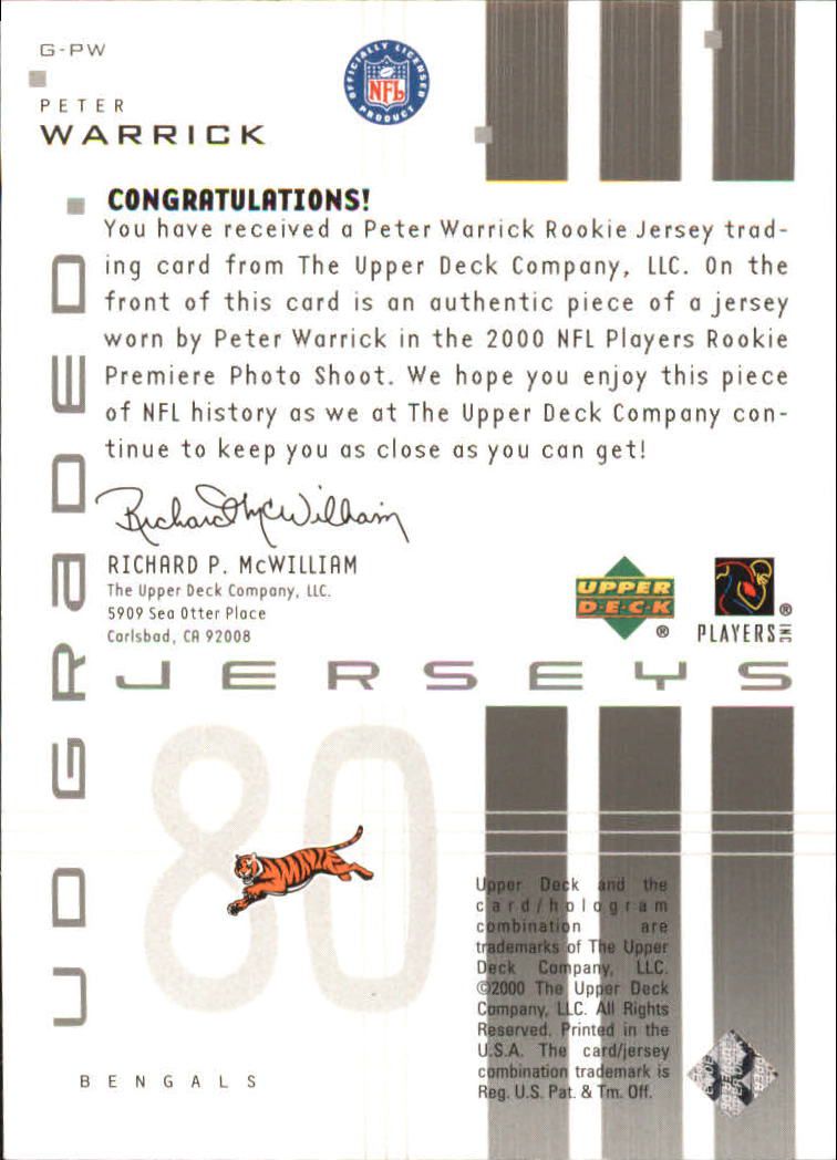 2000 UD Graded Jerseys #GPW Peter Warrick back image