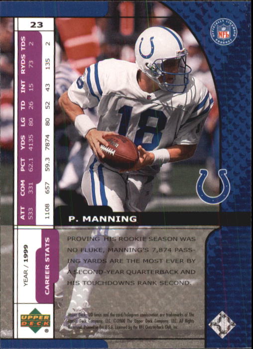 2000 UD Ionix #23 Peyton Manning back image