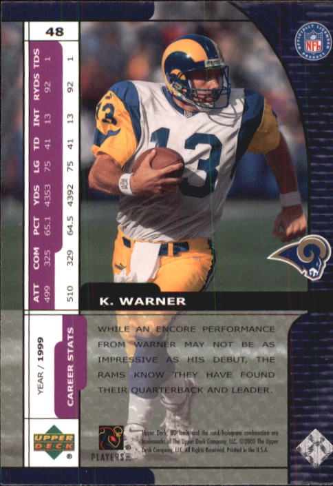 2000 UD Ionix #48 Kurt Warner back image