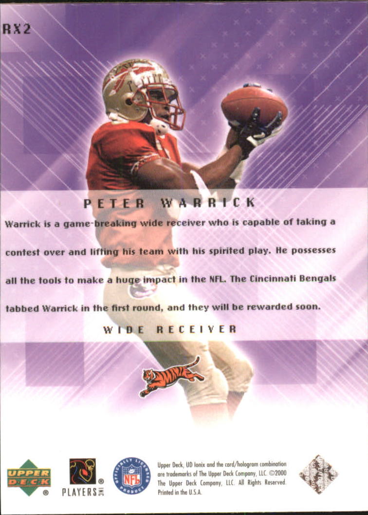 2000 UD Ionix Rookie Xtreme #RX2 Peter Warrick back image