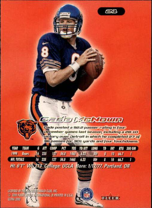 2000 Ultra #21 Cade McNown back image