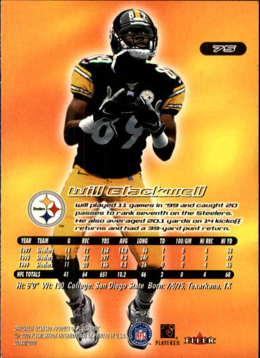 2000 Ultra #75 Will Blackwell back image