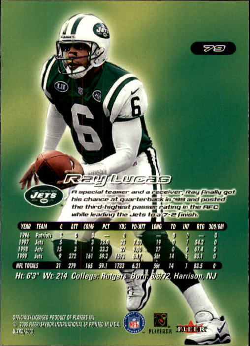 2000 Ultra #79 Ray Lucas back image