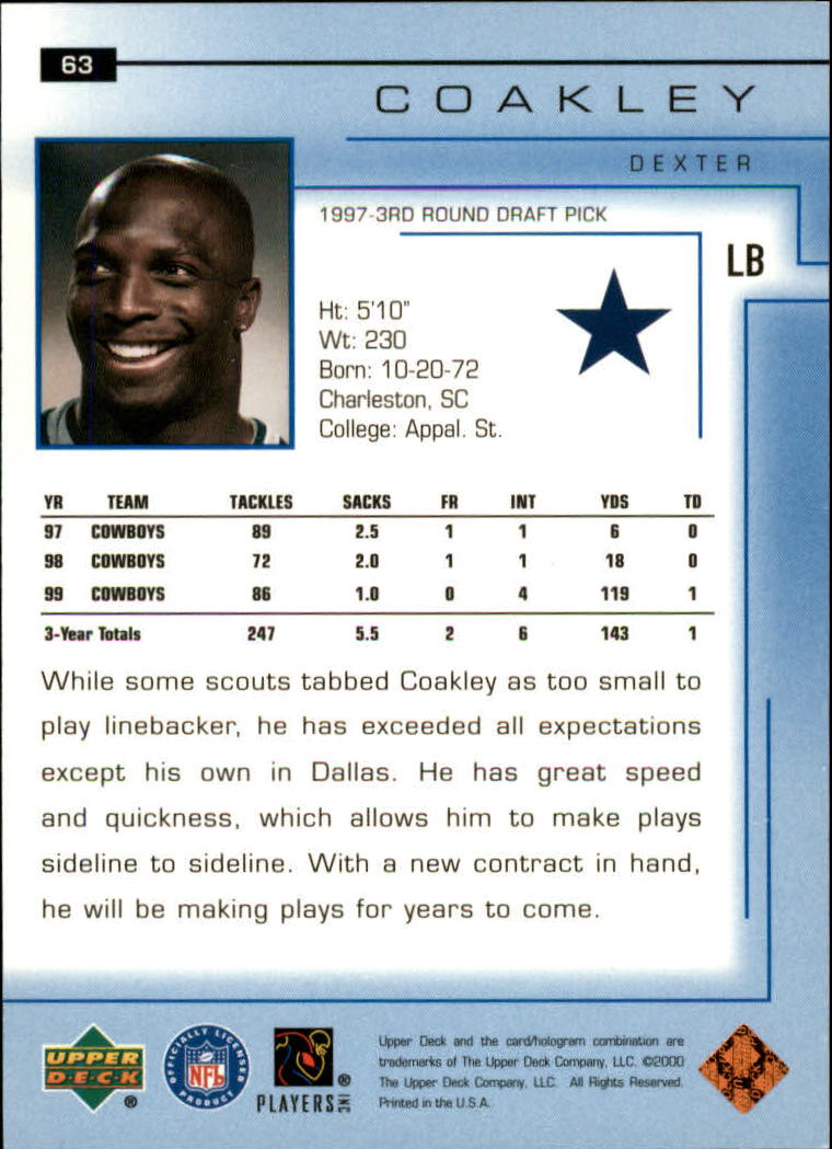 1998 Score #184 Dexter Coakley - NM-MT