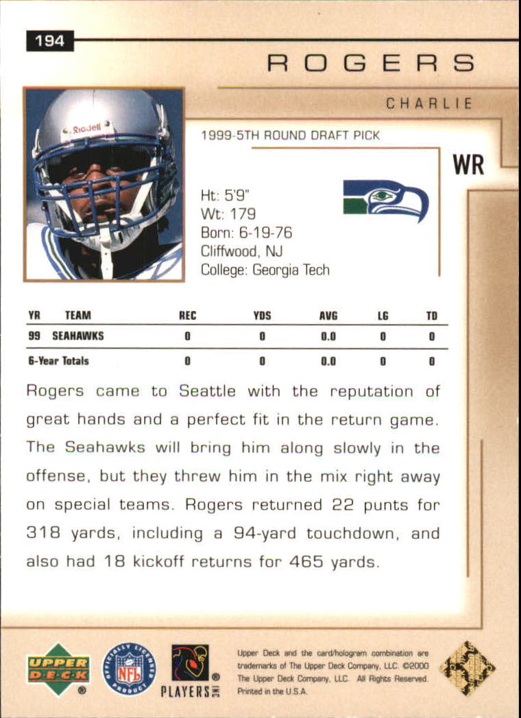 2000 Upper Deck Exclusives Gold #194 Charlie Rogers #'d to 25
