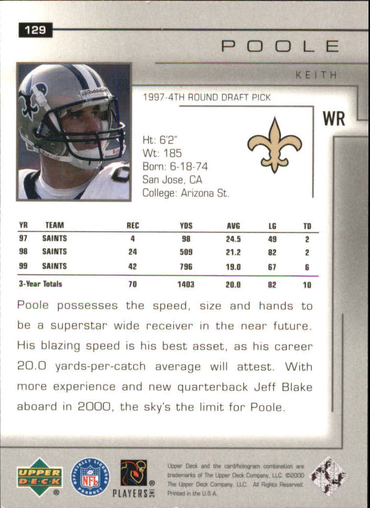 2000 Upper Deck Exclusives Silver #129 Keith Poole back image