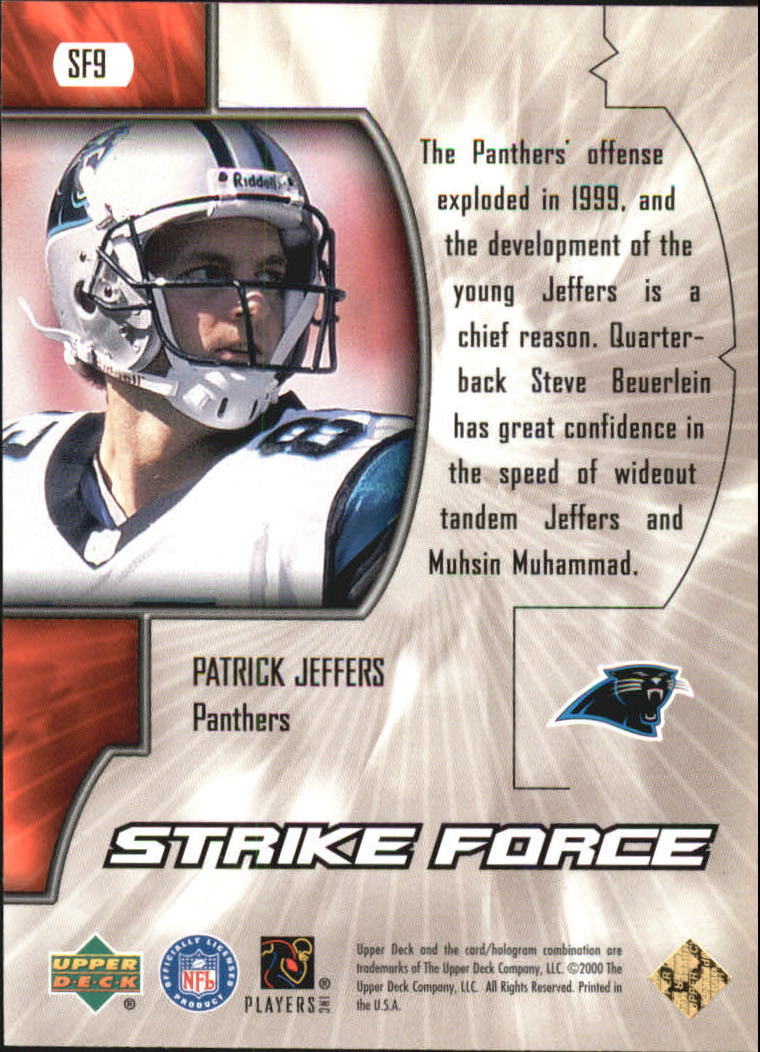 2000 Upper Deck Strike Force #SF9 Patrick Jeffers back image
