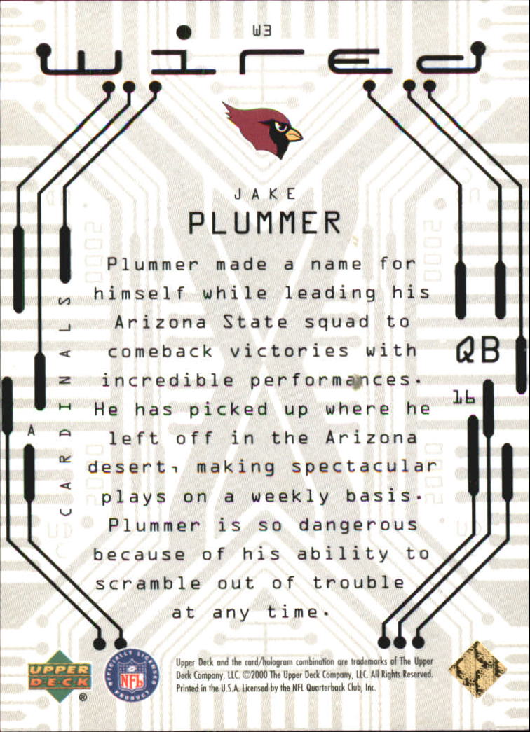 2000 Upper Deck Wired #W3 Jake Plummer back image