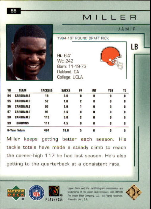2000 Upper Deck Encore #55 Jamir Miller back image
