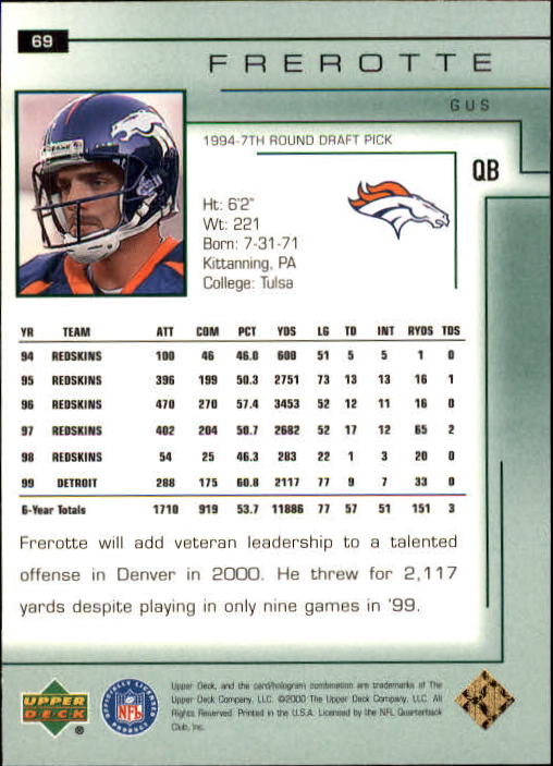 2000 Encore (Upper Deck) Football Cards - Picture 17 of 79