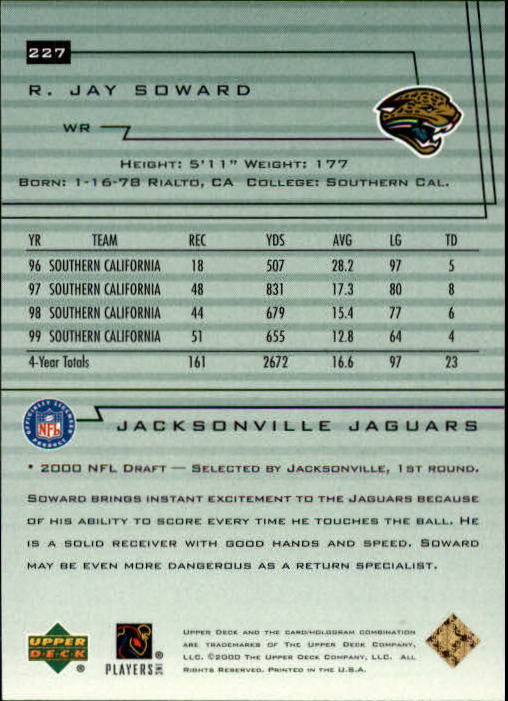 2000 Upper Deck Encore #227 R.Jay Soward RC back image