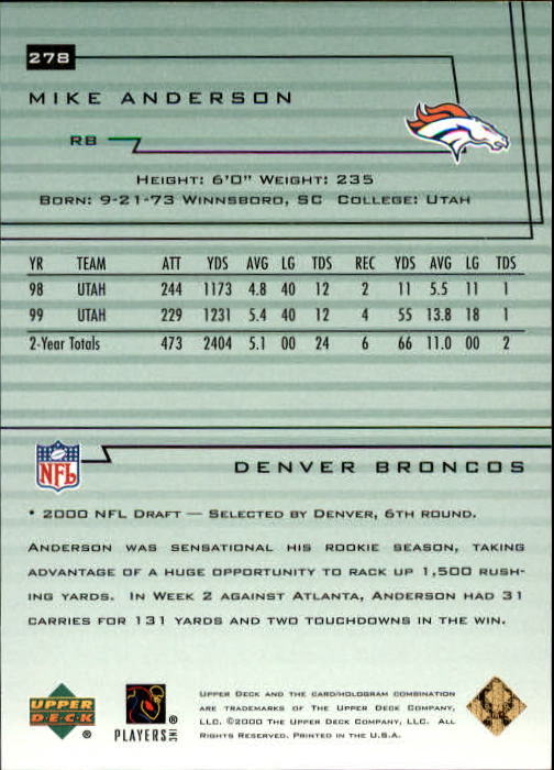 2000 Encore (Upper Deck) Football Cards - Picture 71 of 79