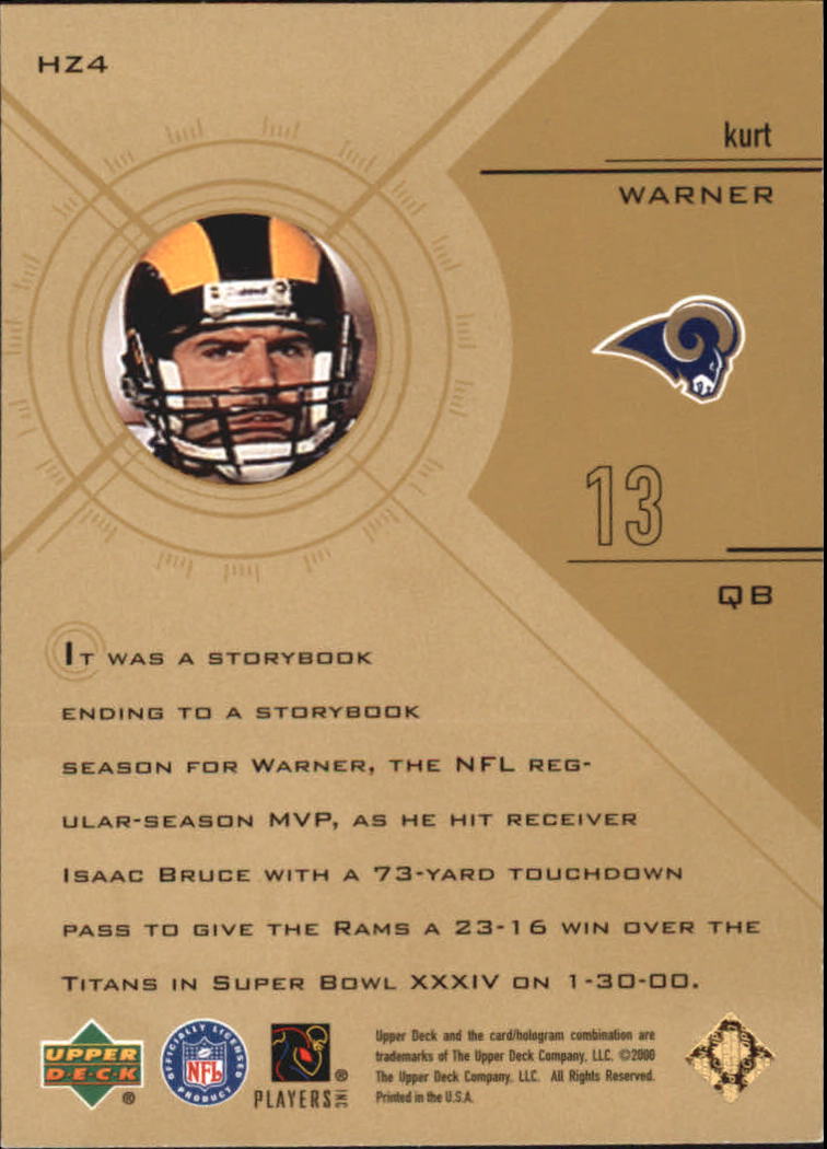 2000 Upper Deck Encore Highlight Zone #HZ4 Kurt Warner back image
