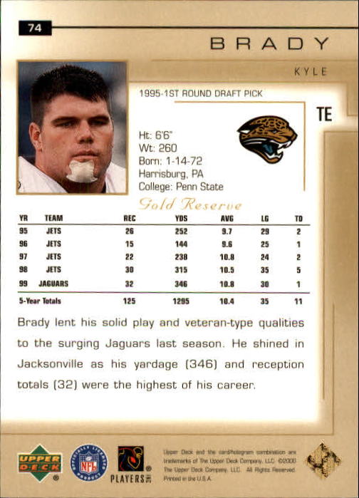 2000 Upper Deck Gold Reserve #74 Kyle Brady