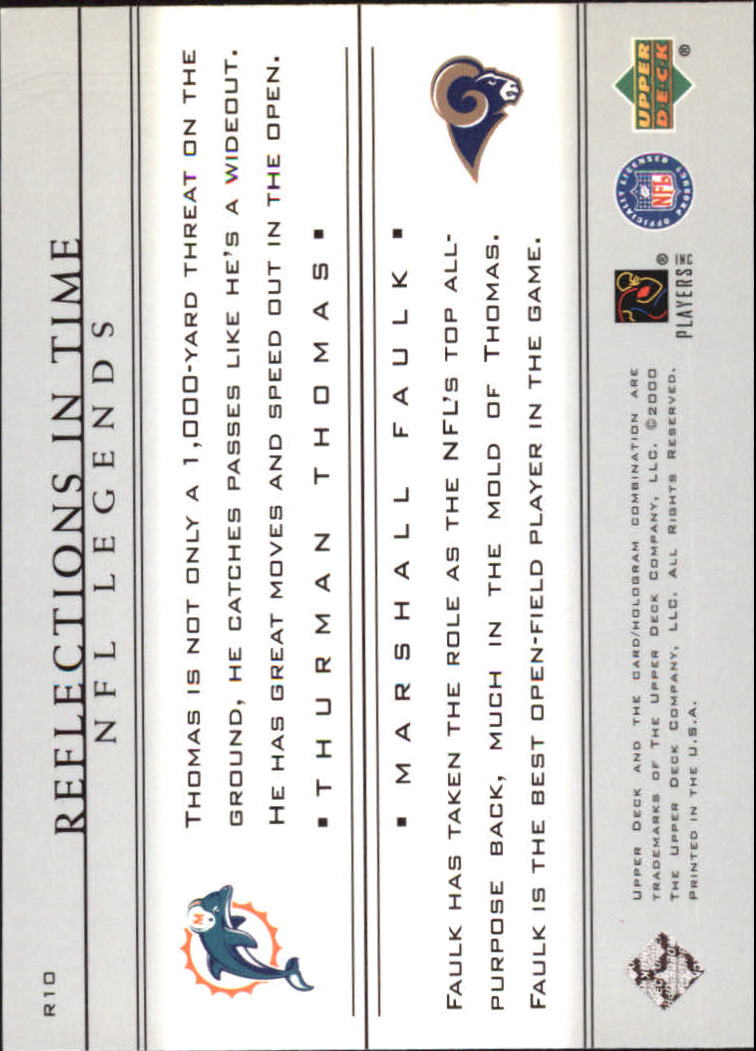 2000 Upper Deck Legends Reflections in Time #R10 T.Thomas/M.Faulk back image