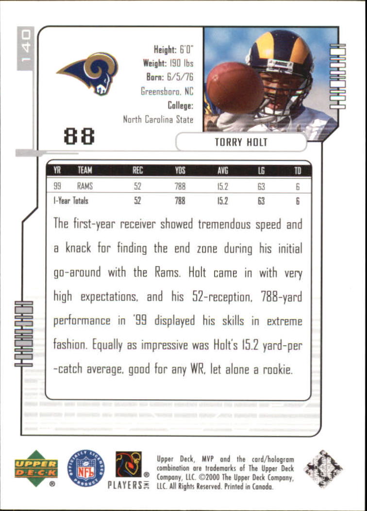 2000 Upper Deck MVP Silver Script #140 Torry Holt back image