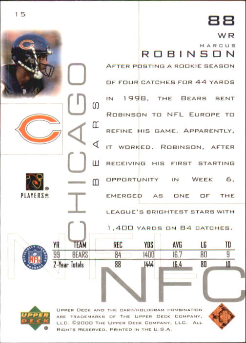2000 Upper Deck Pros and Prospects #15 Marcus Robinson back image