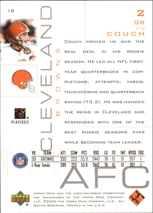 2000 Upper Deck Pros and Prospects #18 Tim Couch back image