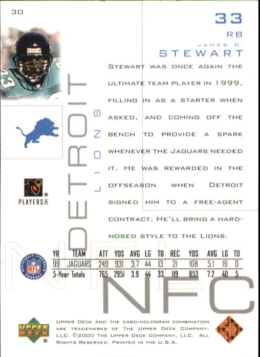 2000 Upper Deck Pros and Prospects #30 James O. Stewart back image