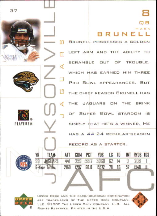 2000 Upper Deck Pros and Prospects #37 Mark Brunell back image