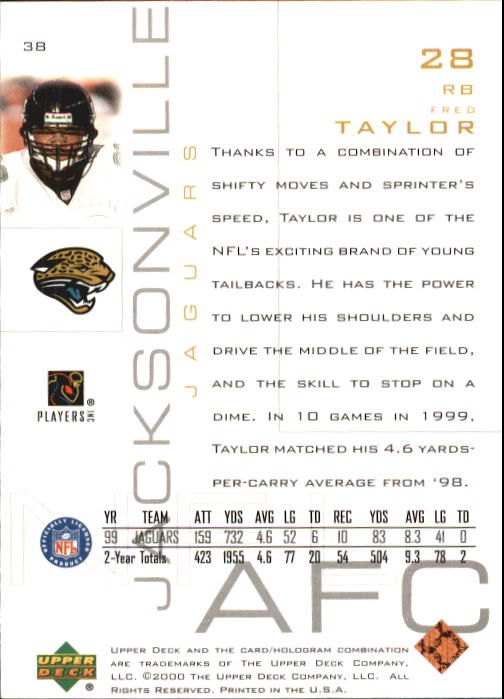 2000 Upper Deck Pros and Prospects #38 Fred Taylor back image