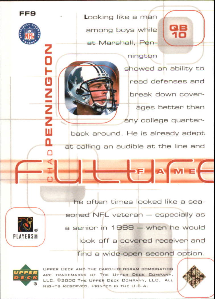 2000 Upper Deck Pros and Prospects Future Fame #FF9 Chad Pennington back image