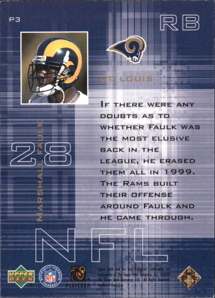 2000 Upper Deck Pros and Prospects ProMotion #P3 Marshall Faulk back image