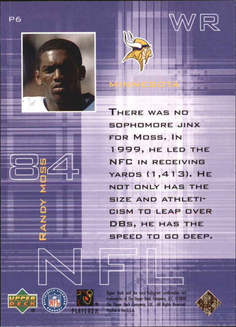 2000 Upper Deck Pros and Prospects ProMotion #P6 Randy Moss back image