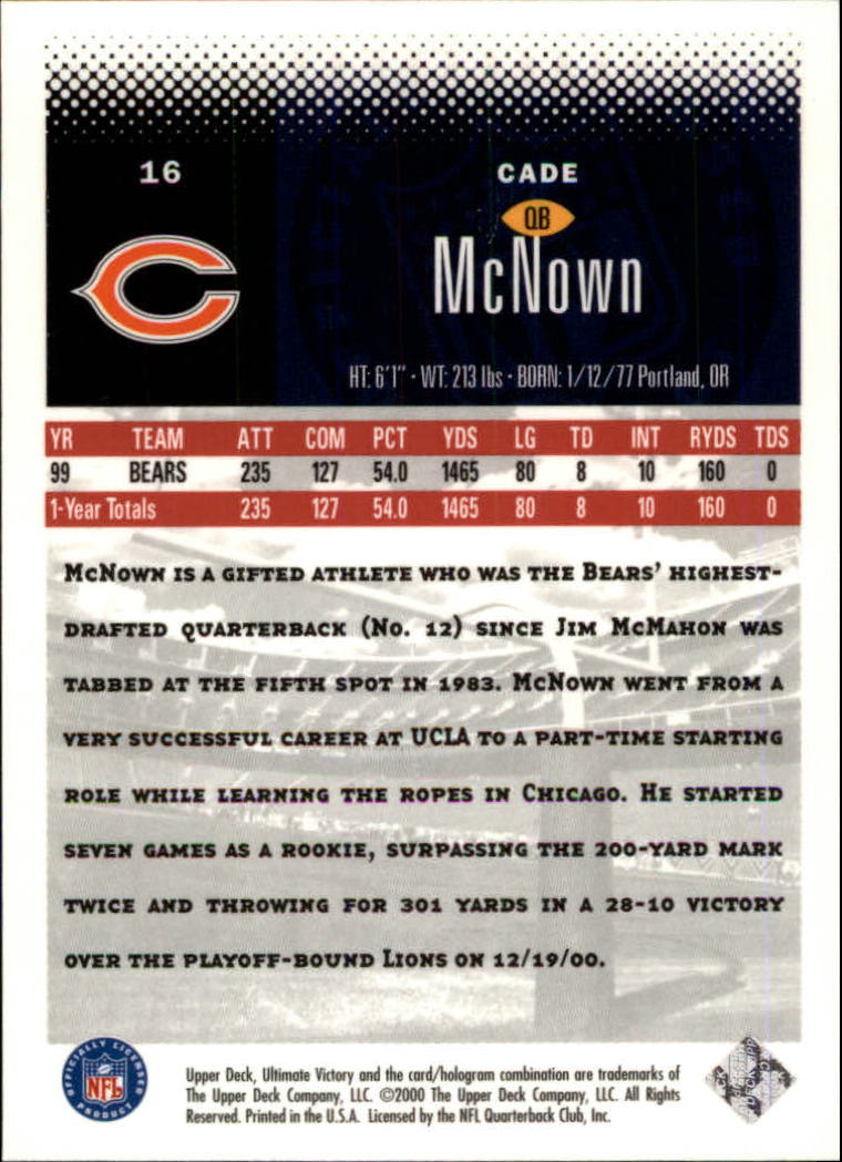 2000 Ultimate Victory #16 Cade McNown back image
