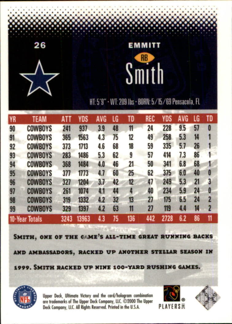 2000 Ultimate Victory #26 Emmitt Smith back image