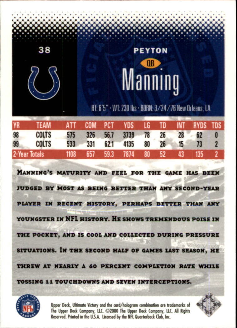 2000 Ultimate Victory #38 Peyton Manning back image