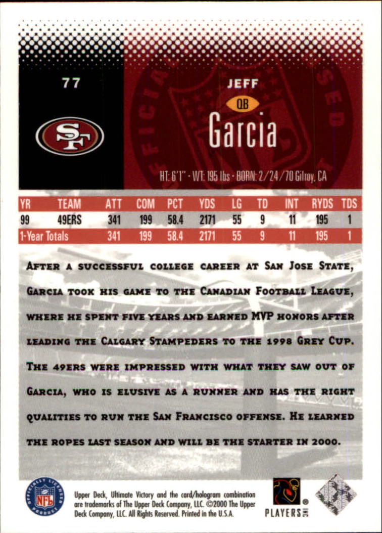 2000 Ultimate Victory #77 Jeff Garcia back image