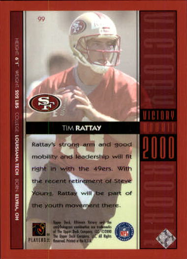 2000 Ultimate Victory #99 Tim Rattay RC back image