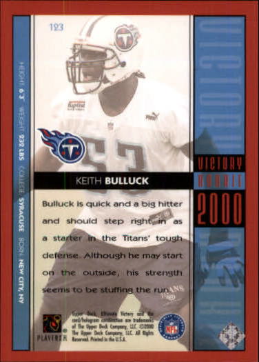 2000 Ultimate Victory #123 Keith Bulluck RC back image
