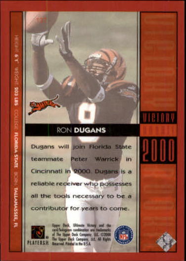 2000 Ultimate Victory #137 Ron Dugans RC back image