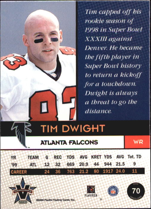2000 Vanguard #70 Tim Dwight back image
