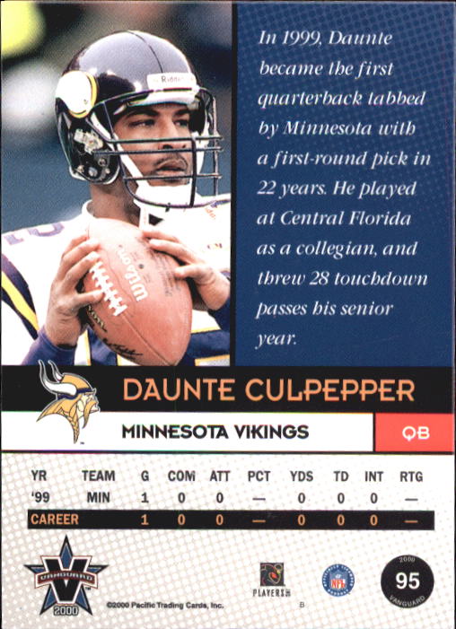 2000 Vanguard #95 Daunte Culpepper back image