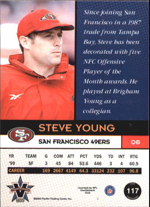 2000 Vanguard #117 Steve Young back image