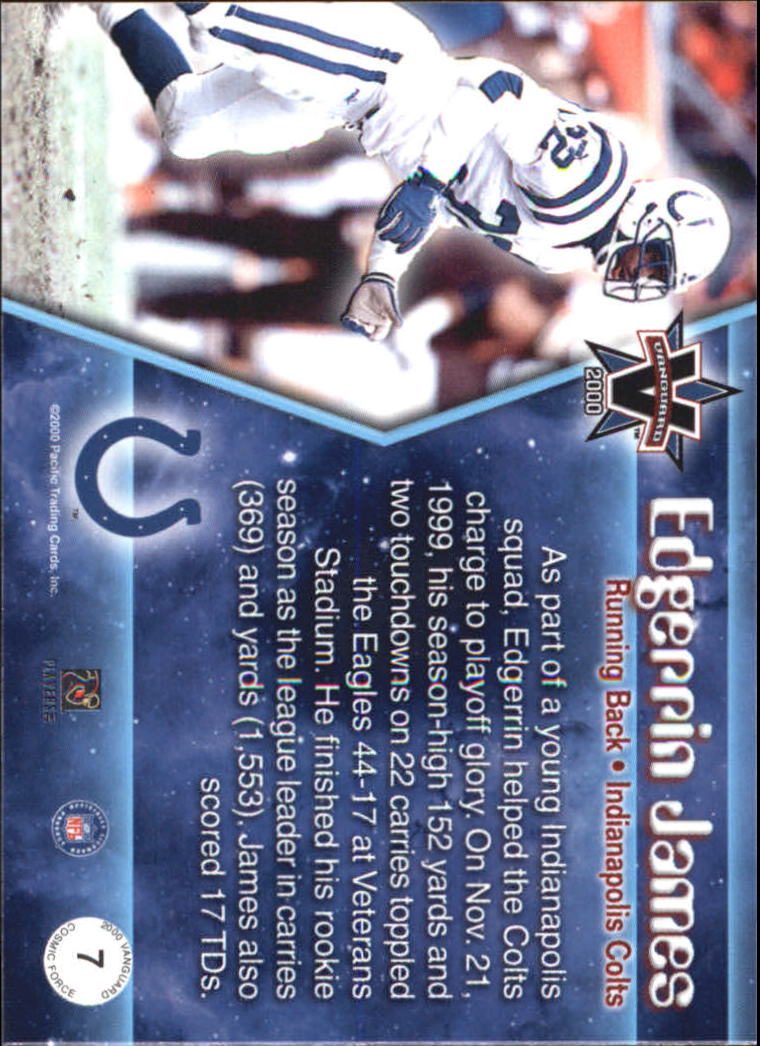 2000 Vanguard Cosmic Force #7 Edgerrin James back image