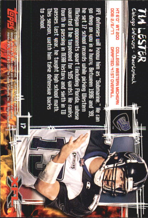 2001 Topps XFL Football Cards - Picture 19 of 107