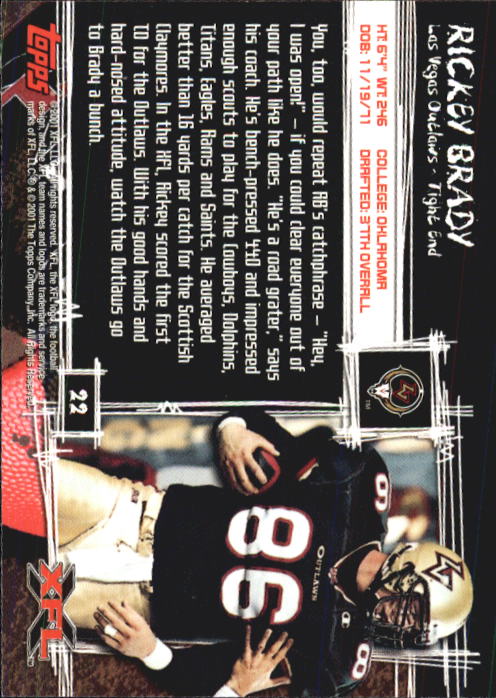 B2099- 2001 Topps XFL Football Cards 1-100 +Inserts -You Pick- 15+ FREE US SHIP - Picture 45 of 195