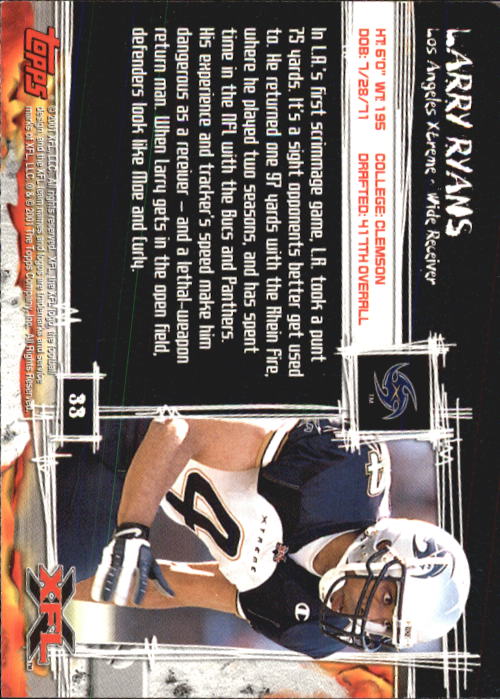 B2099- 2001 Topps XFL Football Cards 1-100 +Inserts -You Pick- 15+ FREE US SHIP - Picture 65 of 195