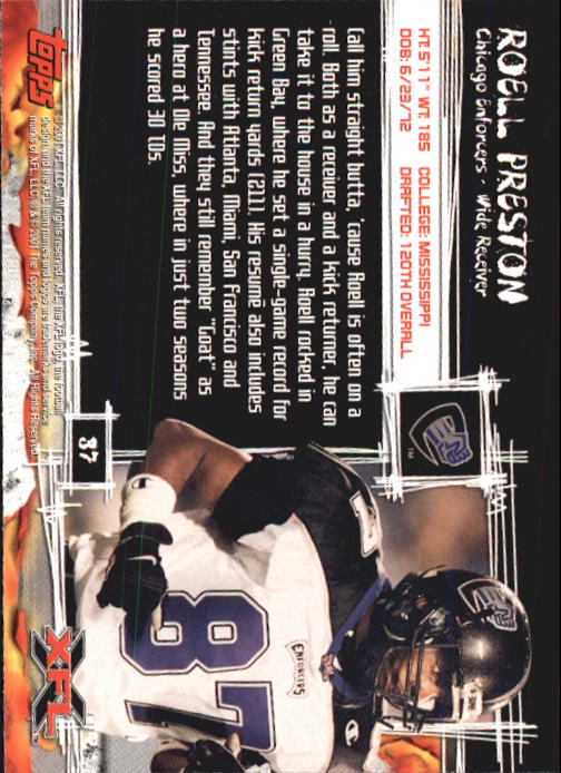 2001 Topps XFL Football Cards - Picture 41 of 107