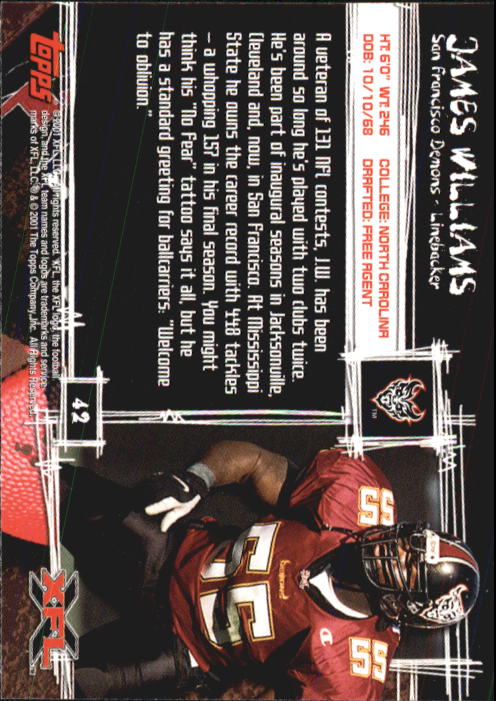 2001 Topps XFL Football Cards - Picture 47 of 107