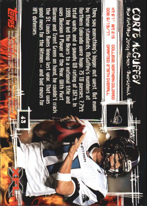B2099- 2001 Topps XFL Football Cards 1-100 +Inserts -You Pick- 15+ FREE US SHIP - Picture 85 of 195