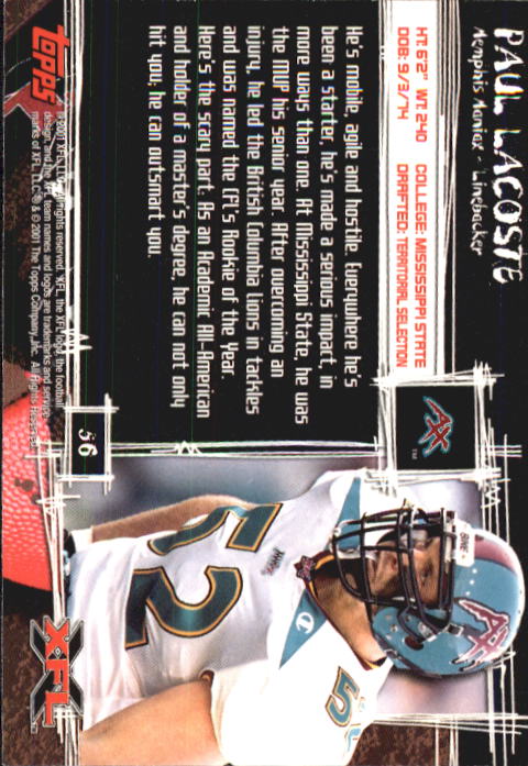 2001 Topps XFL Football Cards - Picture 61 of 107