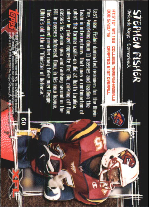 2001 Topps XFL Football Cards - Picture 69 of 107
