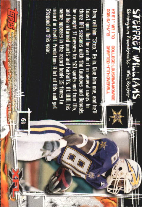 B2099- 2001 Topps XFL Football Cards 1-100 +Inserts -You Pick- 15+ FREE US SHIP - Picture 121 of 195