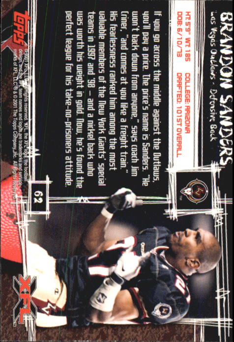 B2099- 2001 Topps XFL Football Cards 1-100 +Inserts -You Pick- 15+ FREE US SHIP - Picture 123 of 195