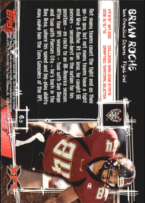 B2099- 2001 Topps XFL Football Cards 1-100 +Inserts -You Pick- 15+ FREE US SHIP - Picture 129 of 195